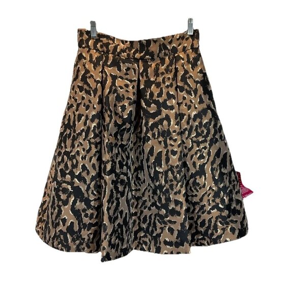 NEW‎ Eliza J Leopard jacquard Pleated full Skirt Size 10 formal festive party - Picture 1 of 13